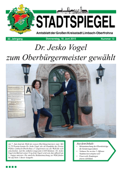 Dr. Jesko Vogel zum Oberbürgermeister gewählt