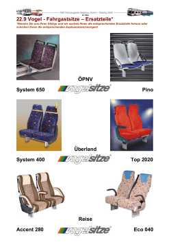 22.9 Vogel - Fahrgastsitze – Ersatzteile* ÖPNV System 650 Pino