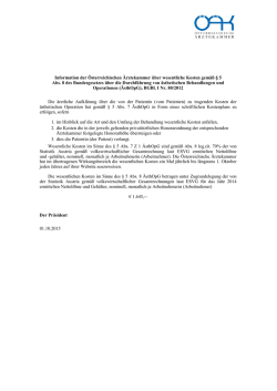 Information der Österreichischen Ärztekammer über wesentliche