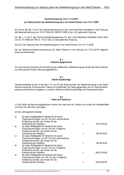 Gebührensatzung zur Satzung über die