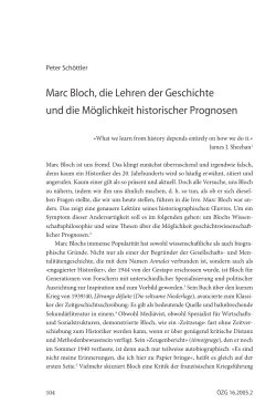 Marc Bloch, die Lehren der Geschichte und die Möglichkeit
