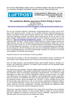 Die westlichen Medien ignorieren Putins Erfolg in Syrien