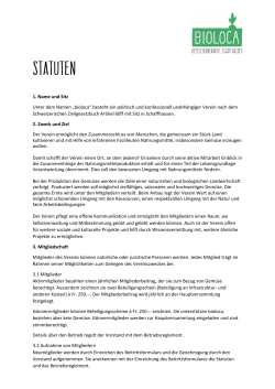 1. Name und Sitz Unter dem Namen „bioloca“ besteht ein politisch