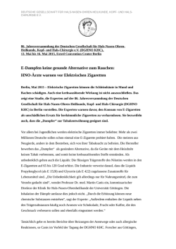 E-Dampfen keine gesunde Alternative zum Rauchen: HNO