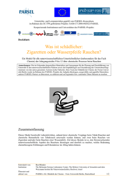 Was ist schädlicher: Zigaretten oder Wasserpfeife Rauchen?