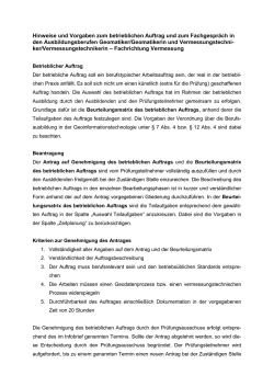 Hinweise und Vorgaben zum betrieblichen Auftrag und zum