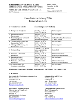 Grundimkerschulung 2016 Imkerschule Leer