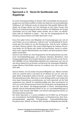 Sperrwerk eV – Verein für Suchtkranke und Angehörige