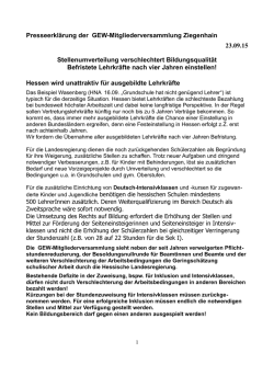 Presseerklärung der GEW-Mitgliederversammlung Ziegenhain