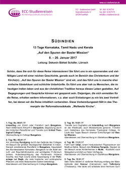 Info zur Reise - Basler Mission