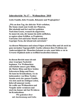 Jahresbericht Nr.17 - Weihnachten 2010