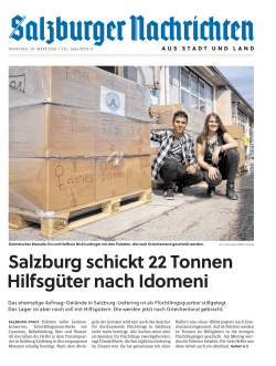 Salzburg schickt 22 Tonnen Hilfsgüter nach Idomeni