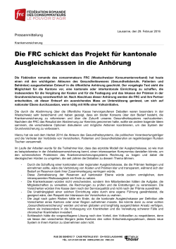 Die FRC schickt das Projekt für kantonale Ausgleichskassen in die