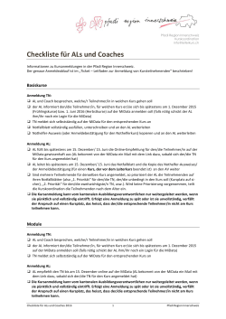 Checkliste für ALs und Coaches