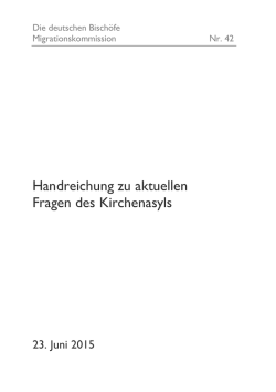 Handreichung zu aktuellen Fragen des Kirchenasyls
