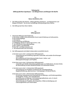 Satzung der Stiftung Berliner Sparkasse – von Bürgerinnen und