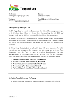 PDF: Medienmitteilung: SVP Toggenburg mit Junger Liste