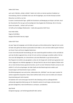 Liebes ALEA-Team, auch nach 2 N&auml;chten &bdquo;dr&uuml;ber schlafen&ldquo; &auml;ndert