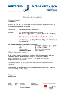 Information f&uuml;r Neumitglieder Liebes Neumitglied