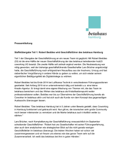 Pressemitteilung Staffelübergabe Teil 1: Robert Beddies wird