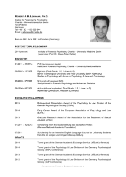 CV Robert Lehmann - Institut für Forensische Psychiatrie