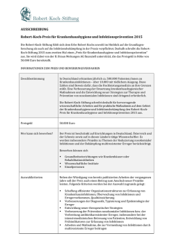 AUSSCHREIBUNG Robert-Koch-Preis für Krankenhaushygiene und