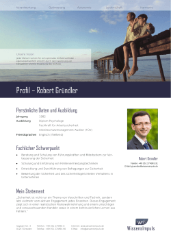 Profil – Robert Gründler Profil – Robert Gründler