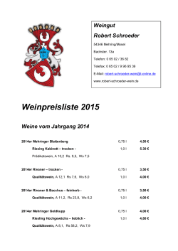 Weinpreisliste 2015