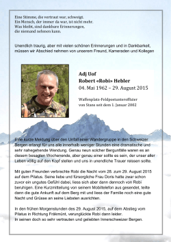 Adj Uof Robert «Robi» Hebler 04. Mai 1962 – 29. August 2015