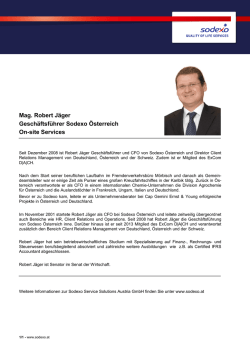 Profil Mag. Robert J&auml;ger - CFO Sodexo &Ouml;sterreich - On