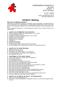 Infoblatt Mobbinghandlungen