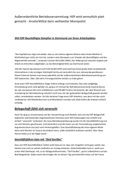 Außerordentliche Betriebsversammlung: HSP wird vermutlich platt