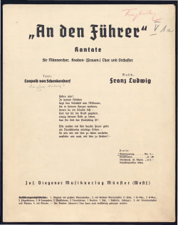 Deckblatt der Komposition Franz Ludwigs: Kantate `An den Führer