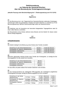 Gebührensatzung zur Satzung der Gemeinde Brechen über die