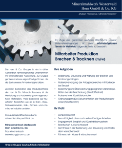 Mitarbeiter Produktion Brechen & Trocknen (m/w)