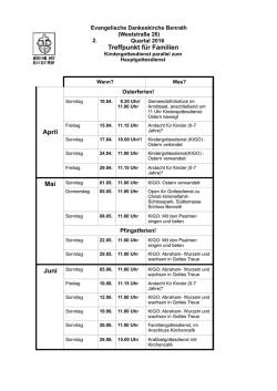 Gottesdienste f&uuml;r Kinder 1. Quartal