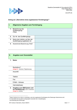 I. Allgemeine Angaben zum Fernlehrgang II. Angaben zum