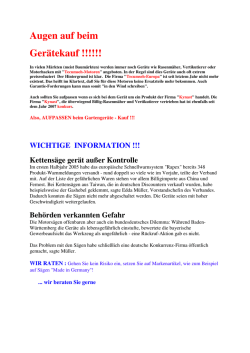 Informationsblatt zu Billigger&auml;ten aus Baum&auml;rkten und deren Qualit&auml;t