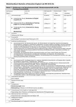 Modulhandbuch Bachelor of Education Englisch (ab WS 2015-16)