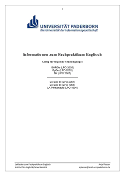 Informationen zum Fachpraktikum Englisch
