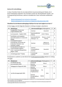 Englisch CL-Fach 1 - Freie Universität Berlin