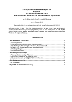 Fachspezifische Bestimmungen für Englisch als vertieft studiertes