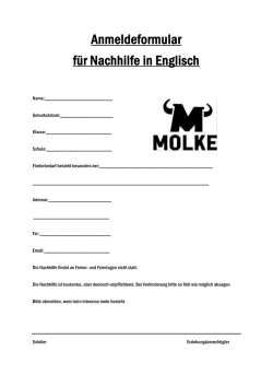 Anmeldeformular für Nachhilfe in Englisch