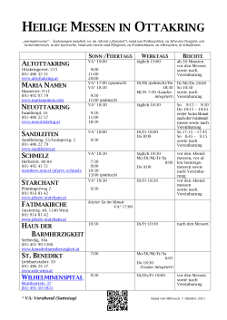 Heilige Messen im Dekanat