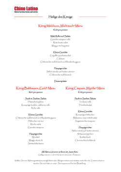 Heilige drei K&ouml;nige K&ouml;nig Melchiors &bdquo;Weihrauch&ldquo; Menu K&ouml;nig