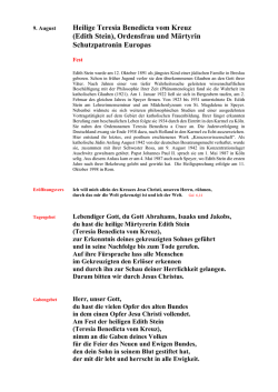 Heilige Teresia Benedicta vom Kreuz (Edith Stein), Ordensfrau und