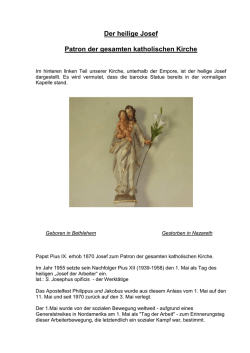 Der heilige Josef Patron der gesamten katholischen Kirche