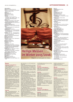 Heilige Messen im Winter 2015/2016 - Di&ouml;zese Bozen