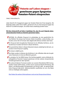 Patente auf Leben stoppen - gemeinsam gegen