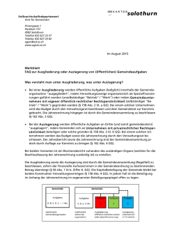 Im August 2015 Merkblatt FAQ zur Ausgliederung oder Auslagerung